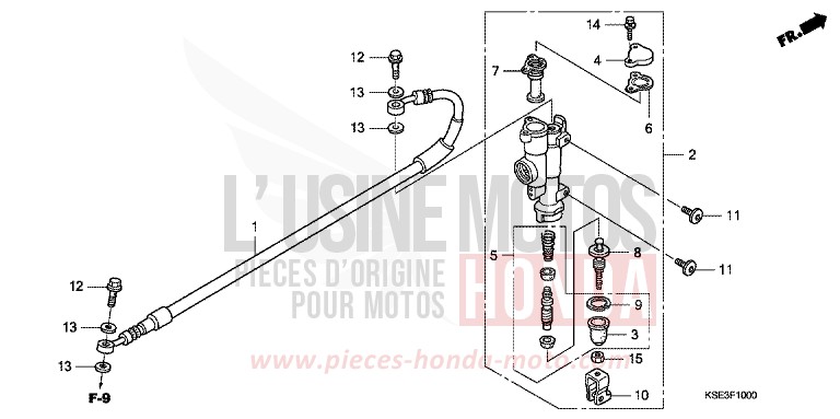MAITRE-CYLINDRE FREIN AR. de CRF150R "Grandes Roues" EXTREME RED (R292) 2007